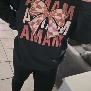 Gildan Black Sweater with Red Bow Design